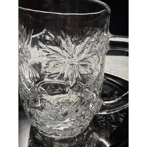 5 Princess House Fantasia Poinsettia 4" Coffee/Tea Mugs Clear Glass 4” Set of 5